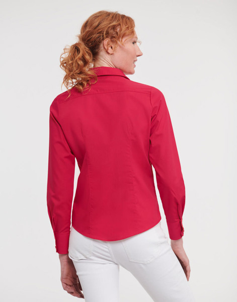 Ladies'LS Fitted Poplin Shirt - White / 2XL