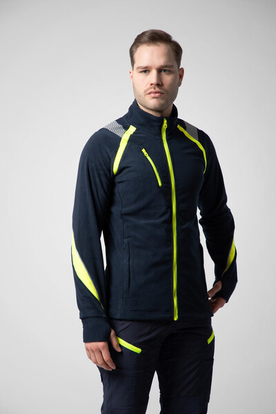 2328 Fleecejacket Navy/Yellow 4XL