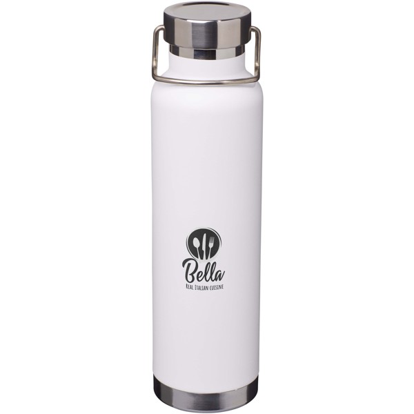 Garrafa de água de aço inoxidável reciclado com isolamento a vácuo de cobre com certificação RCS de 650 ml "Thor" - Branco