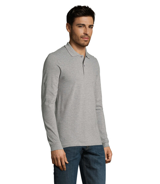 PERFECT LSL MĘSKA POLO 180 Perfect Lsl Men - Szary melanż / XL