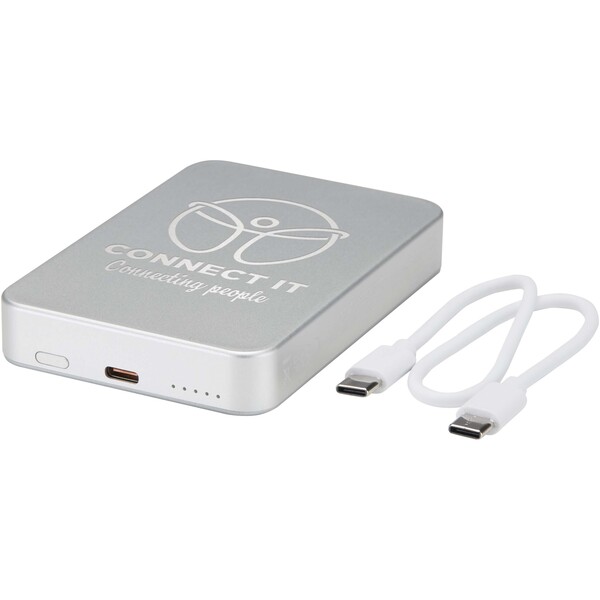Avis 10.000 mAh RCS recycled aluminium magnetic power bank - Silver