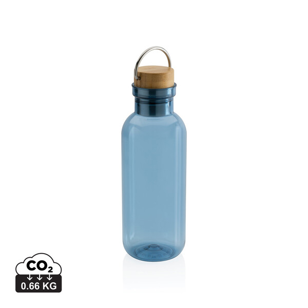 Bouteille 680ml en rPET RCS, couvercle en bambou - Bleu