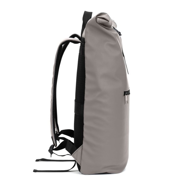 PORTLAND. Mochila enrollable de PU con bolsillo para portátil de 16" - Gris