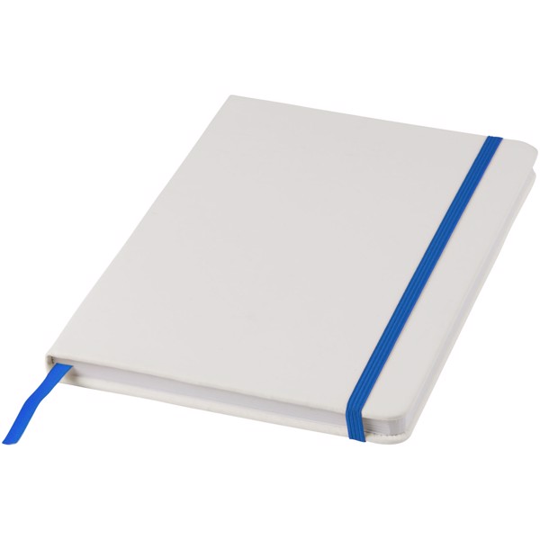 Carnet de notes blanc A5 Spectrum avec élastique de couleur - Blanc / Bleu royal