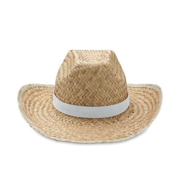 Chapéu cowboy de palha natural Texas - Branco