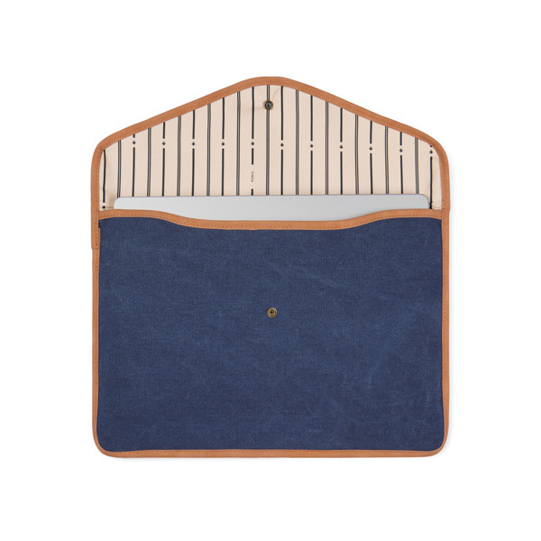 VINGA Pochette ordinateur 16" en toile recyclée GRS Bosler - Bleu Marine