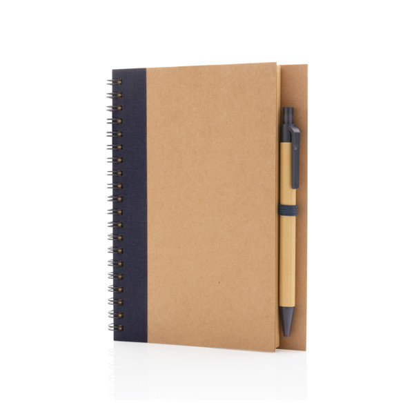 Kraft spiral notebook with pen - Blue