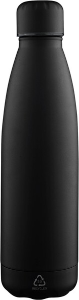 Recycled double-walled drinking bottle 500 ml Sunny - black