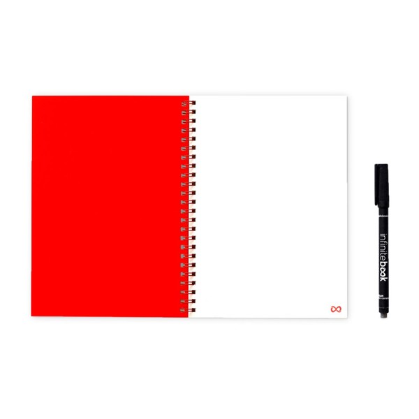 INFINITEBOOK PLAIN A5. Infinitebook s flexibilným obalom a 15 obyčajnými stránkami na tabuľu - Červená