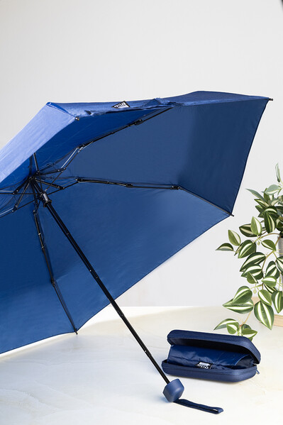 Mini parapluie en RPET Fractus - Bleu Foncé