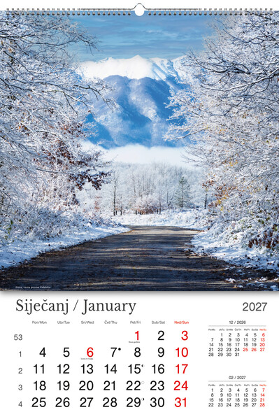 Okomiti zidni kalendar – Hrvatska / Croatia