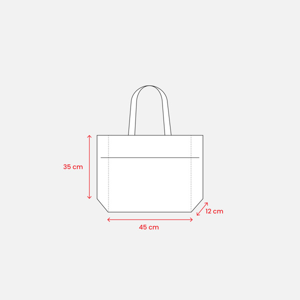 Jute shopping bag, waxed inner, 45x35x12 cm