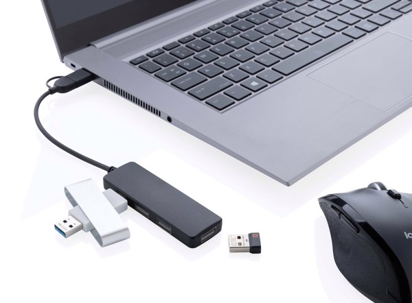 RCS recycled plastic USB hub with dual input