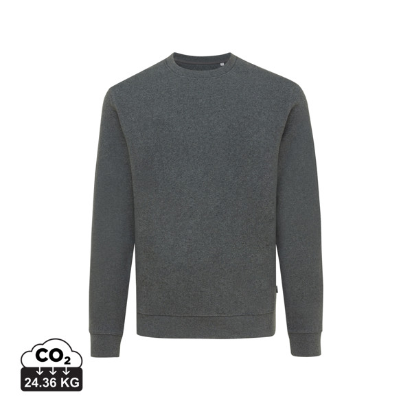 Pull à col rond en coton recyclé non teinté Iqoniq Denali - Heather Anthracite / S