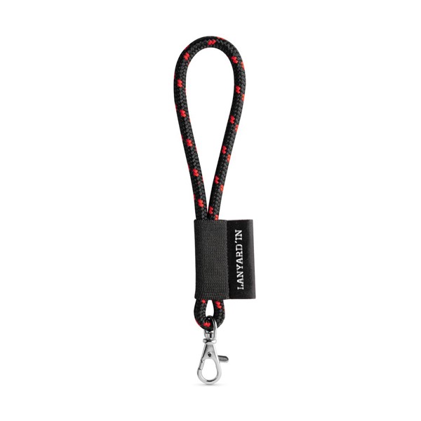 SET Lanyard NAUTIC Short (Ø 5 mm) s karabinou 9 mm - Černá / Červená