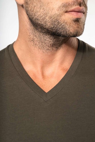 Muška majica dugih rukava s V-izrezom - Bijela / S