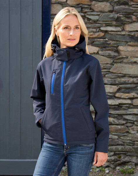 Ladies Tx Performance Hooded Softshell Jacket - Black / Grey / M (12)