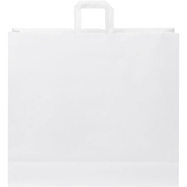 Sac en papier Kraft 90-100 g/m² avec poignées plates, XXL - Blanc