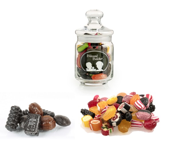 Mini apotekerglas med logolabel i 1-4 farver - Blåvand mix / Styk