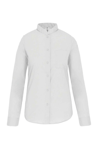 Ladies' Long-Sleeved Mandarin Collar Shirt - White / L