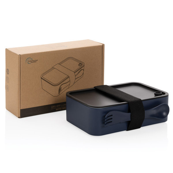 Lunch box avec cuichette en rPP GRS - Bleu Marine