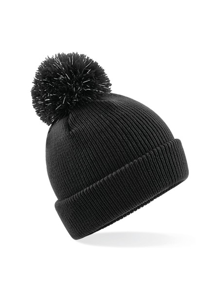 Junior Reflective Bobble Beanie - Black