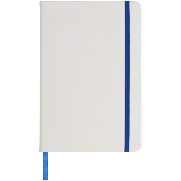 Carnet de notes blanc A5 Spectrum avec élastique de couleur - Blanc / Bleu royal