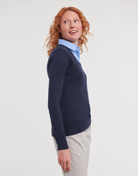 Ladies’ V-Neck Knitted Pullover - Black / 4XL