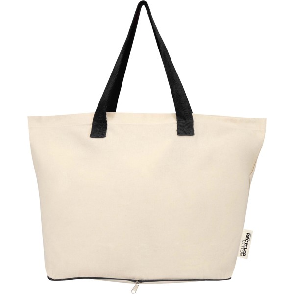 Saco de algodão reciclado dobrável de 12 L e GRS de 140 g/m² Sierra - Natural / Preto liso