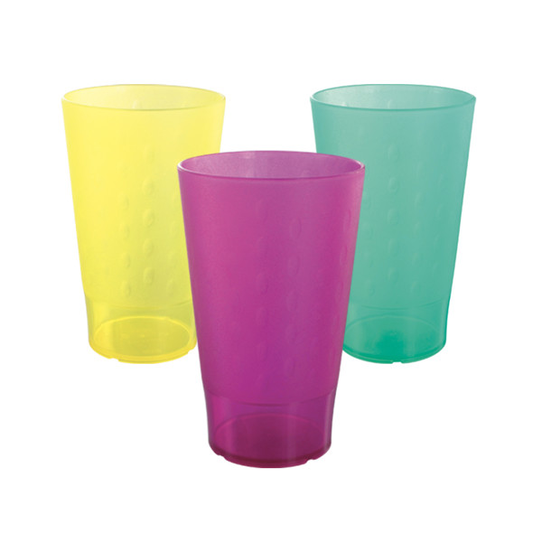 GOBELET PLASTIQUE REUTILISABLE 33 cl - PREMIUM - Rose translucide