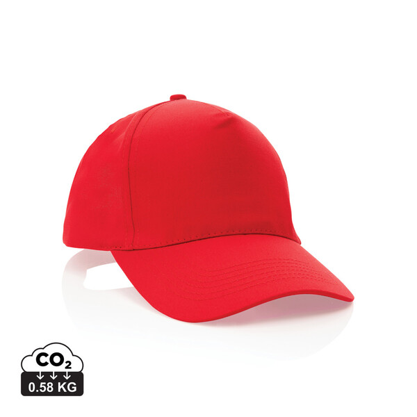 Impact 5 panel 190gr ανακυκλωμένο βαμβακερό καπέλο με AWARE™ ιχνηλάτη - Red