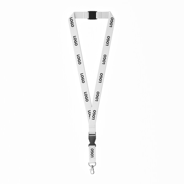 Detachable Organic Cotton screenprint lanyard - 20mm width / Metal carabiner / Safety breakaway