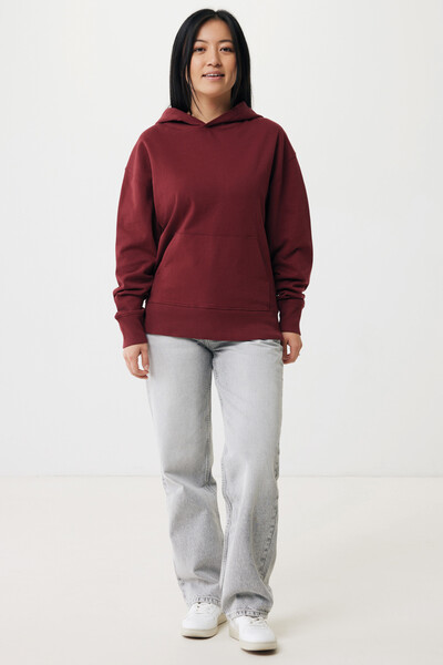 Mikina s kapucí Iqoniq Yoho relaxed fit z recykl. bavlny - Vínově Červená / XL