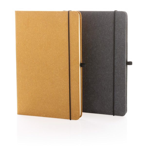 A5 hardcover notesbog GRS genanvendt læder, grå -