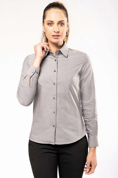 Ladies' Long-Sleeved Oxford Shirt - White / S