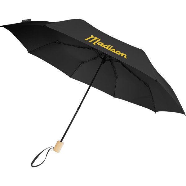Ombrello pieghevole in PET riciclato antivento da 21" Birgit - Nero