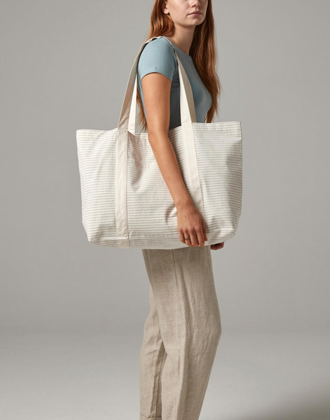 Striped Organic Cotton Shopper - Grey Stripe / ONE SIZE
