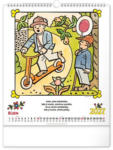 Notique Nástěnný Kalendář Josef Lada – Říkadla 2027, 30 x 34 cm