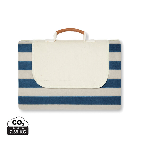 VINGA Couverture de pique-nique grande taille rPET GRS Alba - Bleu Marine