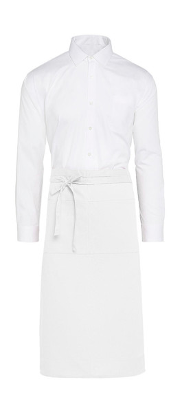 Rome - Medium Length Bistro Apron With Pocket - White / ONE SIZE