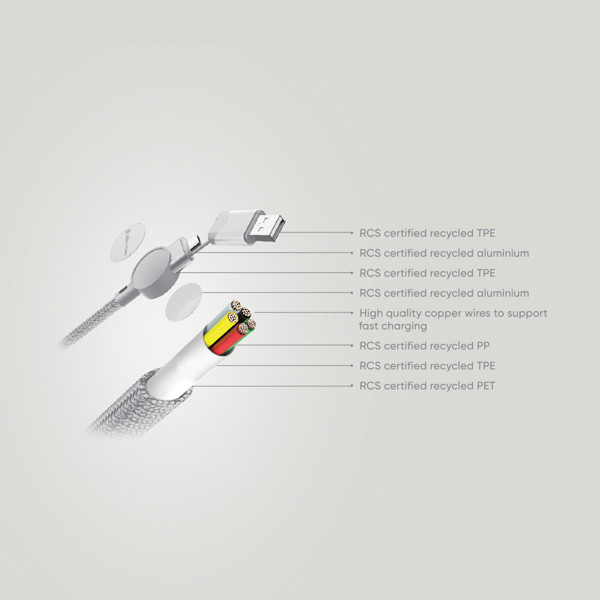 Urban Vitamin 6-v-1 polnilni kabel, 45W, 120 cm - Bela