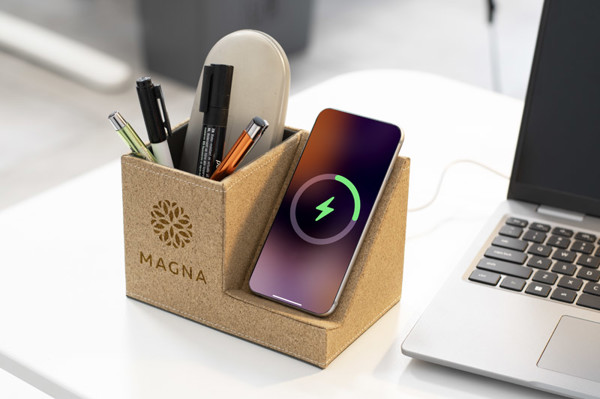Desk organizer with inductive charger COVBI
