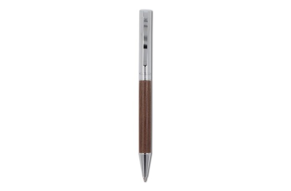 Metal ball pen and rollerball set walnut wood in gift box