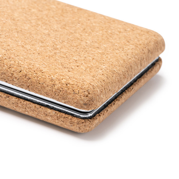 Foldable pocket mirror with magnifier customised in natural cork