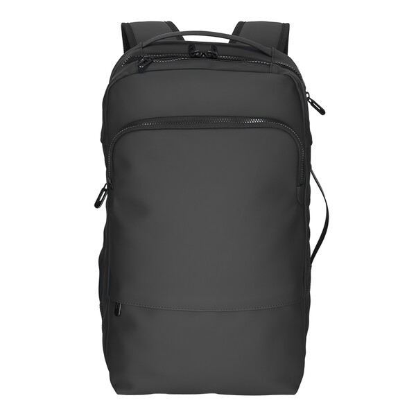 Backpack / Travel Suitcase With Laptop Holder (15) In Soft, Water-Resistant Pu - Black