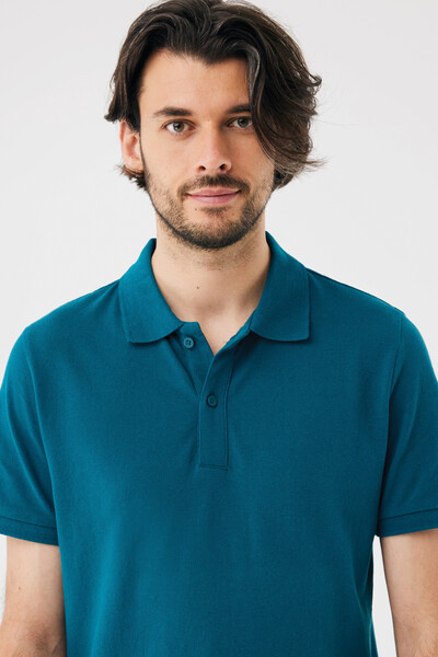 Polo tričko IQONIQ Yosemite z recykl. bavlny - Dark Teal / XS