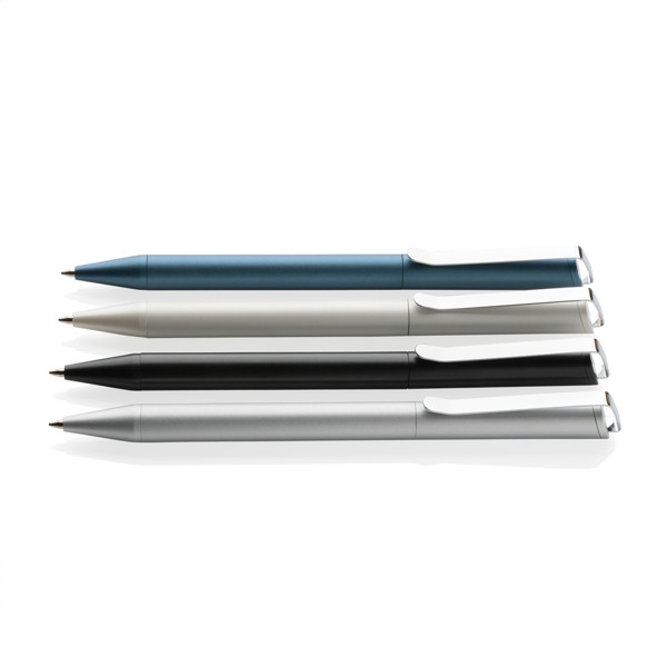 Xavi recycled aluminium pen, 1mm, 1200m blue ink - White