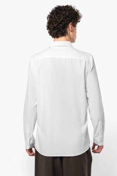 Long-Sleeved Washed Oxford Cotton Shirt - Striped White / Oxford Blue / 3XL