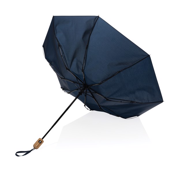 Parapluie 21" automatique rPET 190T et bambou Impact AWARE™ - Bleu Marine