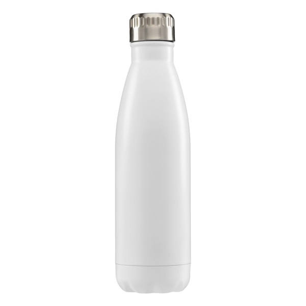 Ibiza - 475 ml Double-Wall Stainless Steel Bottle - White / Silkscreen